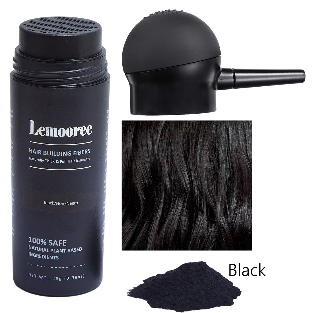 Hair Fibers Applicator + Hair Building Fibers 28 Gram, Spray Applicator Pump Set (Black)