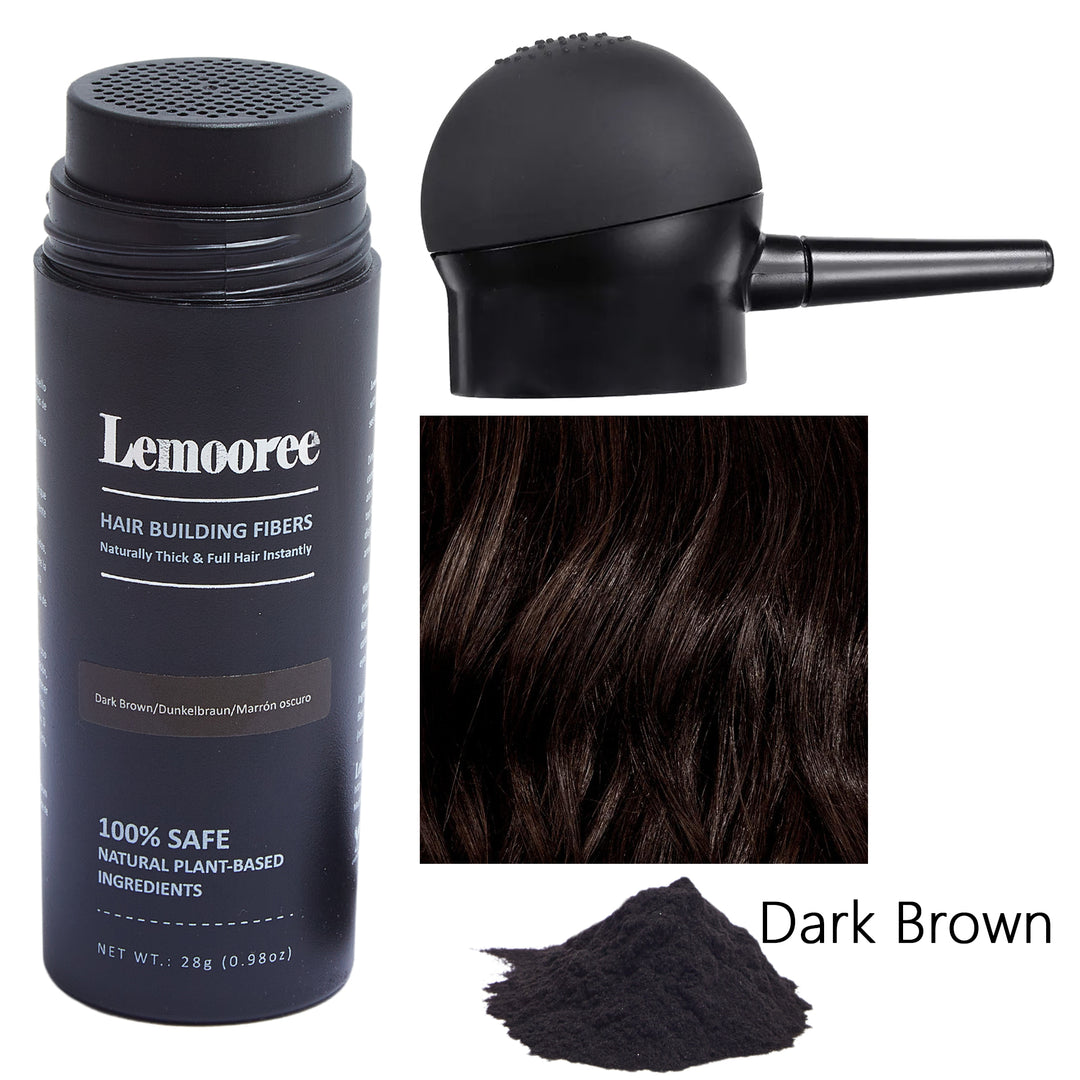 Hair Fibers Applicator + Hair Building Fibers 28 Gram, Spray Applicator Pump Set (Dark Brown)