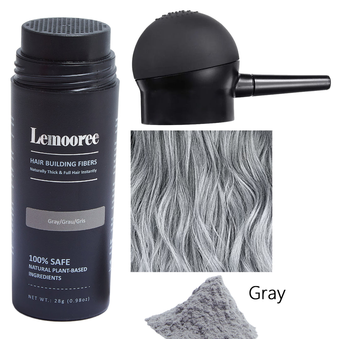 Hair Fibers Applicator + Hair Building Fibers 28 Gram, Spray Applicator Pump Set (Gray)