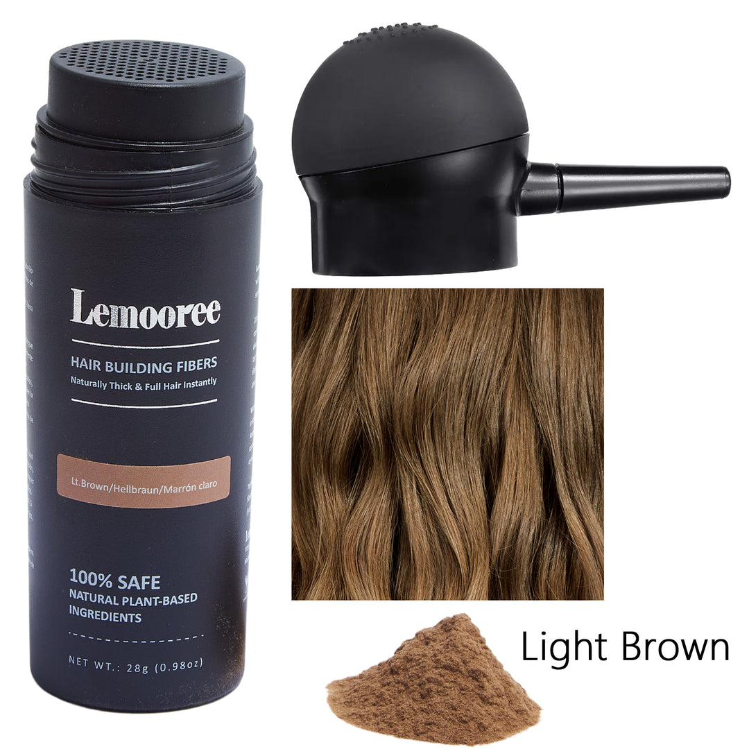Hair Fibers Applicator + Hair Building Fibers 28 Gram, Spray Applicator Pump Set (Light Brown)