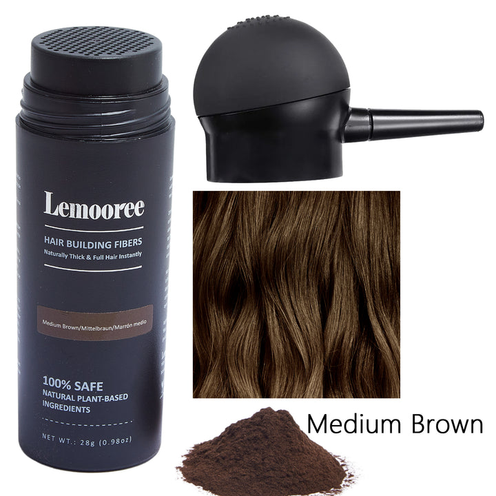 Hair Fibers Applicator + Hair Building Fibers 28 Gram, Spray Applicator Pump Set (Medium Brown)