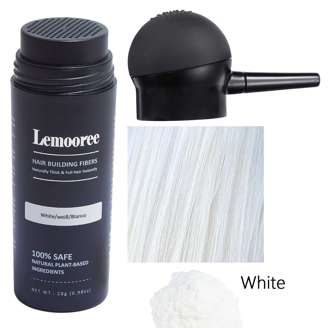 Hair Fibers Applicator + Hair Building Fibers 28 Gram, Spray Applicator Pump Set (White)